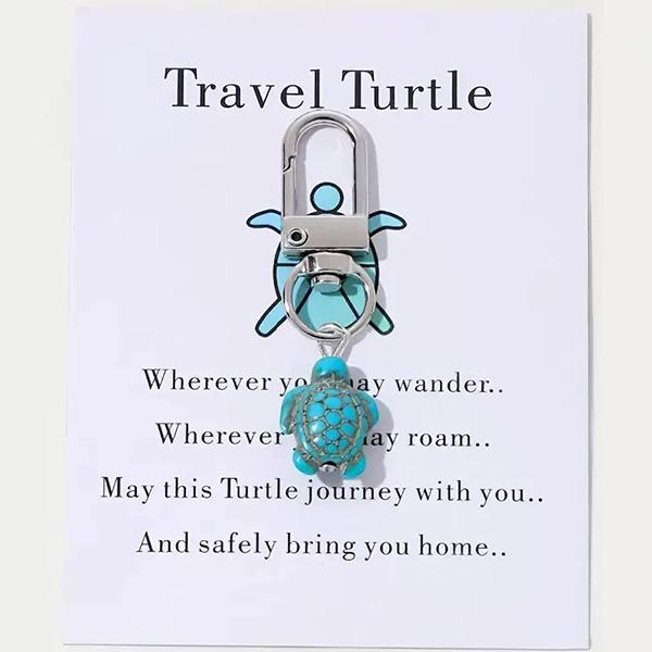 Turquoise Sea Turtle Keychain – Cute Animal Key Ring with Lobster Clasp, Ocean Marine Life Charm for Bags, Keys, Gifts, Car Accessories for Women and Kids