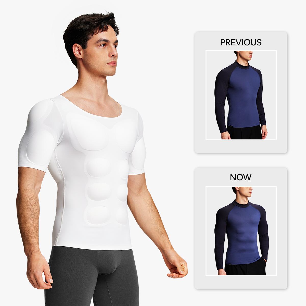 【LIVE】Nebility Men’s Invisible Seamless Muscle-Enhancing T-Shirt with Removable Muscle Pads and Light Compression Function, Suitable for Everyday Wear, Cosplay, and Special Occasions