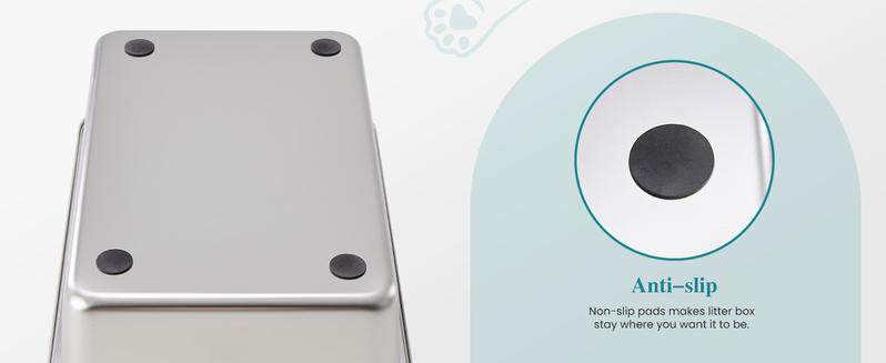 Stainless Steel Cat Litter Box with Lid, Large Cat Litter Box for Big Cats, High Wall Sides, Anti-Urine Leakage, Easy Cleaning, Scoop and Mat Included