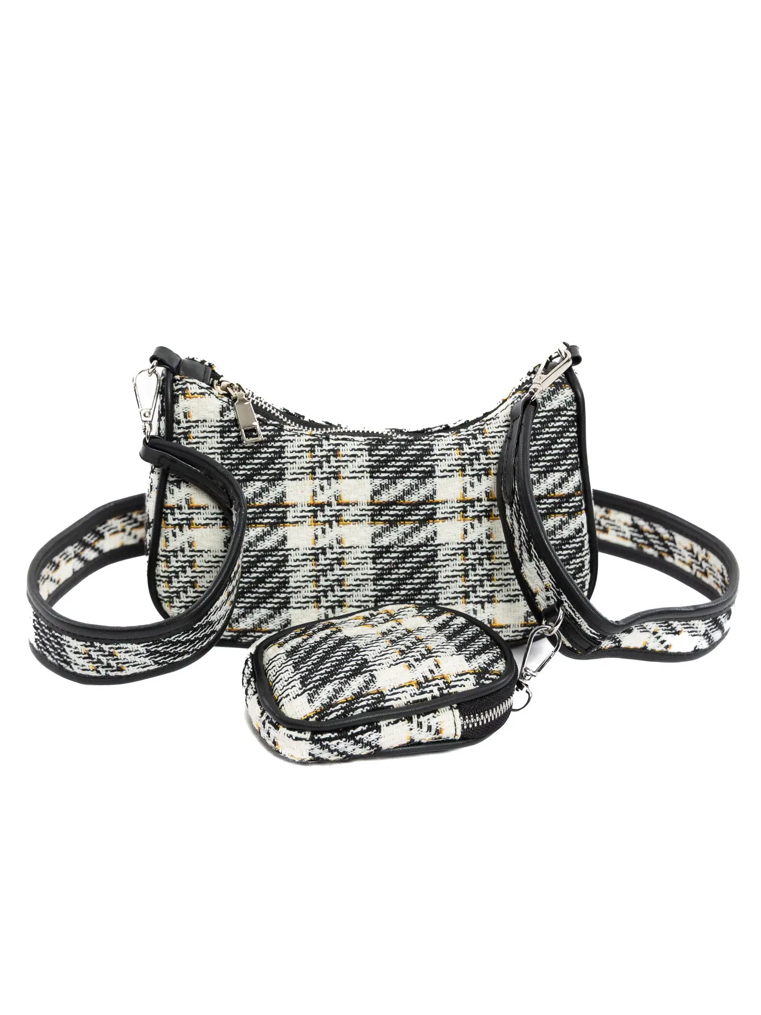 Whitney Tweed Handbag w/ Coin Purse- Black