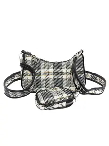 Whitney Tweed Handbag w/ Coin Purse- Black