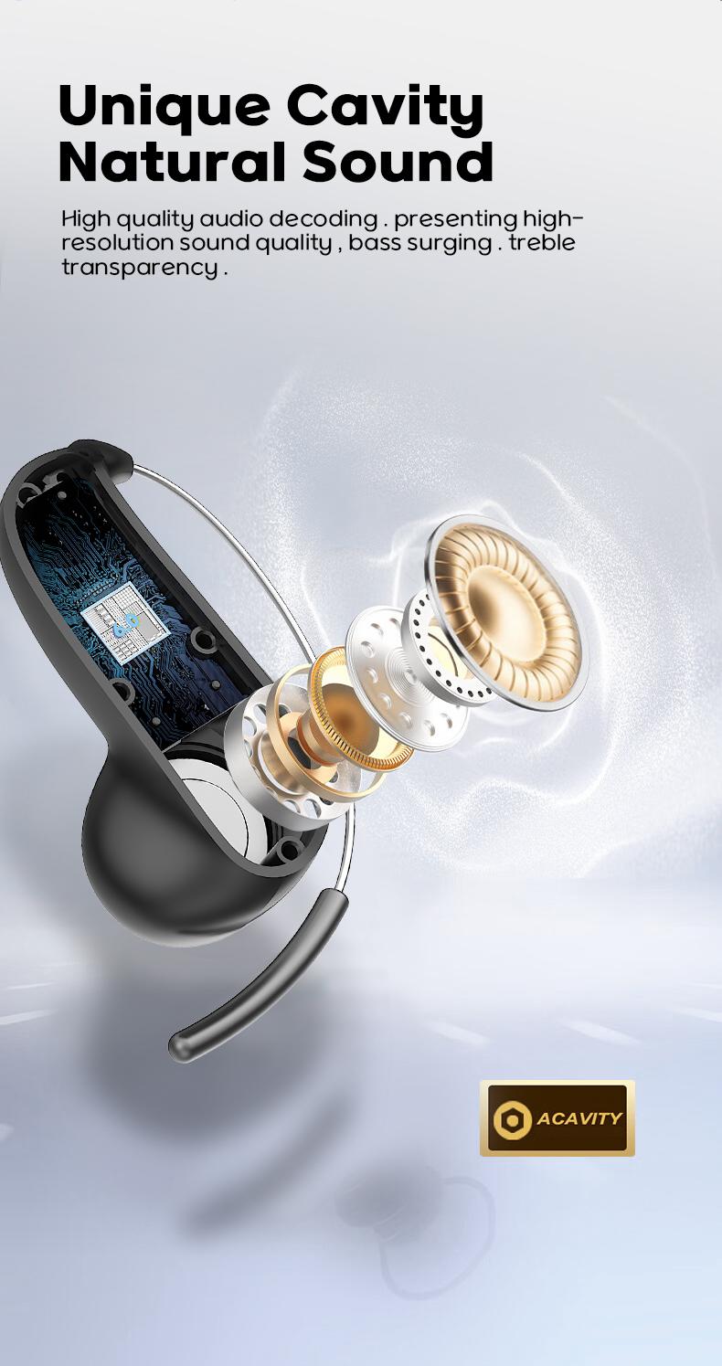 MINISO MS210 Wireless Earbuds Bluetooth Headphones, Zero-Gravity Titanium Ear-Hook Design, 145H Playtime, IPX5 Waterproof, Noise Isolation, Ideal for Travel & Gifts