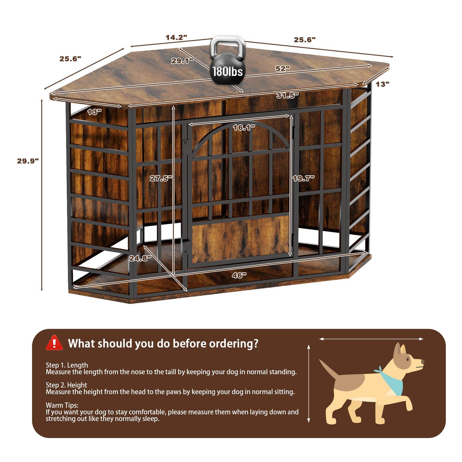 【SpringGlowUp】COZPAW Large Dog Crate Furniture, 48/52/71/78/86Inch Wooden Dog Kennel for XLarge Dogs, Heavy Duty Dogs Furniture Indoor Wire Dog Cage with Caster Wheels, Decorative Pet House End Table, Brown 【SpringGlowUp】COZPAW Large Dog Crate Furniture, 48/52/71/78/86Inch Wooden Dog Kennel for XLarge Dogs, Heavy Duty Dogs Furniture Indoor Wire Dog Cage with Caster Wheels, Decorative Pet House End Table, Brown