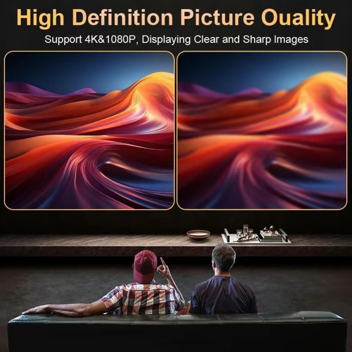 4K  Pro Portable Projector with Android 11Dual Wifi6 290ANS| Built-in Speaker AppstoreAllwinner H713 BT5.4 Cinema Outdoor MiniProjector WFl6 Remote Control Included Projector2025 White Wireless Audio Screen