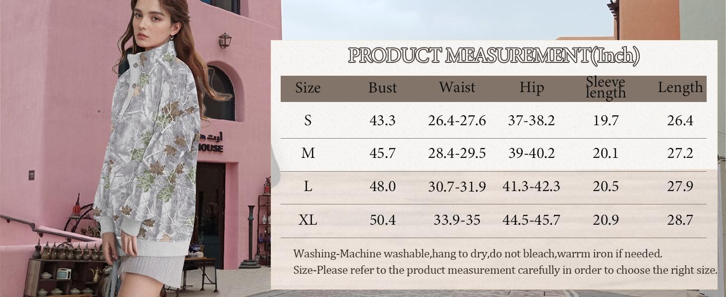 Soesdemo Women's Apricot  Hoodie Oversized Waffle Camouflage Knit Pullover Sweatshirt – Fleece Lined Mock Neck Tunic Comfort Hoodie with Buttons, Long Sleeve Cozy Fall Womenswear Top SpringStatements