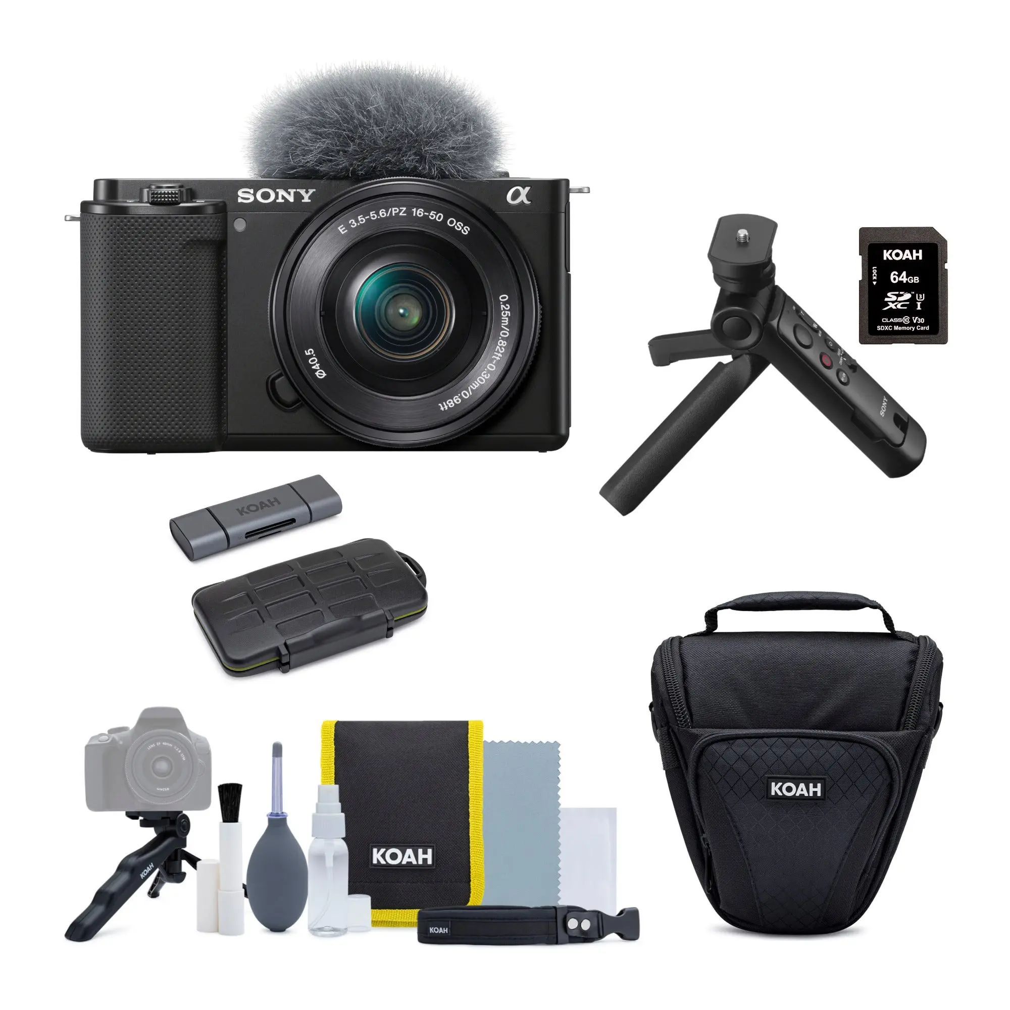 Sony Alpha ZV-E10 Digital APS-C Vlog Movie Digital Camera with 16-50mm Lens (Black) - Wireless USB-C Tripod, Button-Controlled Accessory Kit, Micro SD Memory Card Compact Bundle, Vlog Camera