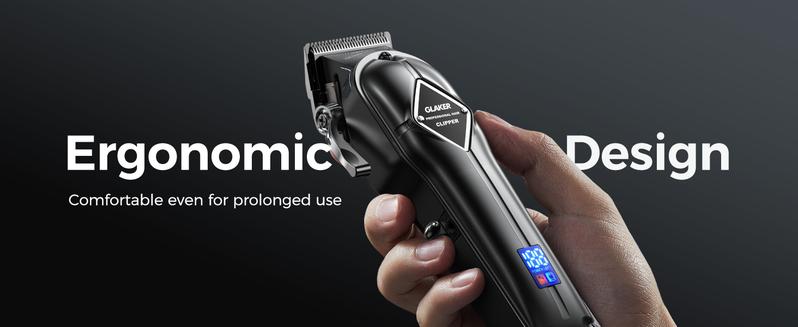 GLAKER Hair Clipper & Trimmer Kit - Cordless, LED Display, Long Battery Life, Adjustable Steel Blades, Spectacular Comfort - K11