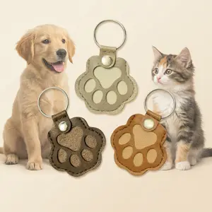 Pet Memorial Keychain 3PCS - Paw-Shaped PU Leather Keepsake with Transparent Capsule for Cat & Dog Hair Handmade Gift for Pet Lovers