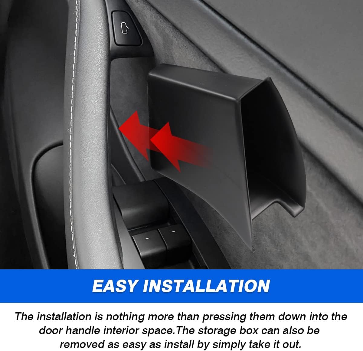 Canvcle Tesla Door Side Storage Box Tesla Model 3 2017-2023/ Model Y 2020-2023 Accessories Armrest Phone Container Door Organizer Handle Pocket Tray Black Set of 4