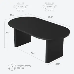 Oval Executive Desk, Large Computer Office Desk Workstation, Farmhouse Wooden Laptop Desk Study Writing Table Business Furniture for Home Office