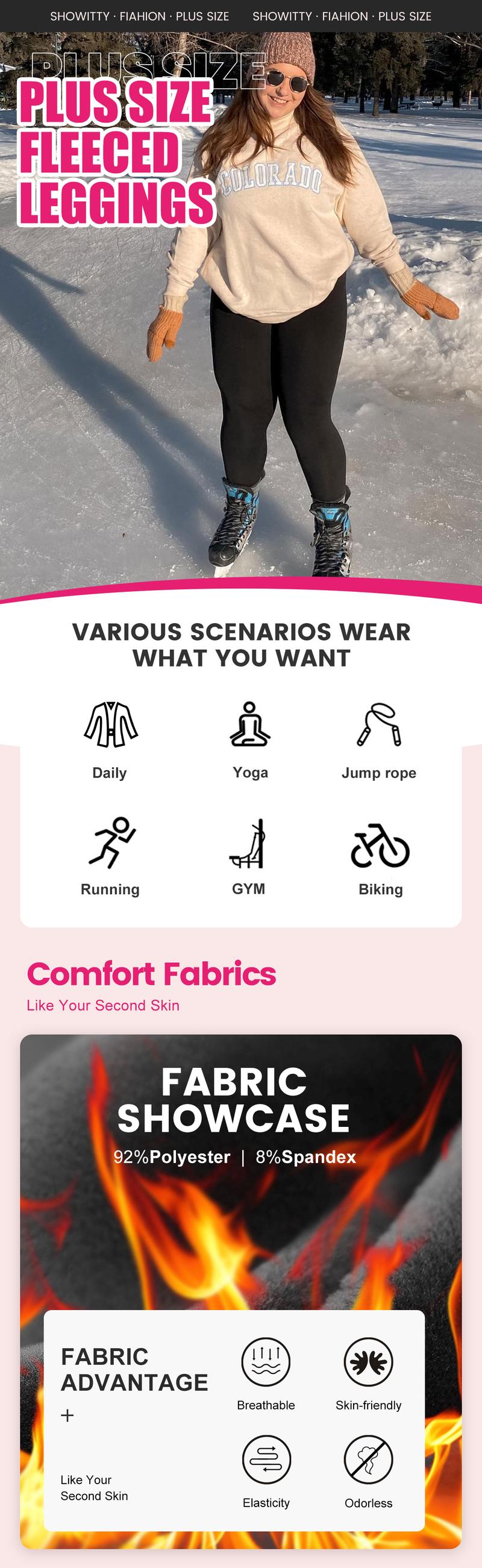 【Plus Size】SHOWITTY 3 Pack Plus Fleece Lined Leggings with Pockets for Women,  High Waist Tummy Control Warm Comfy Women's Yoga Pants for Workout Running