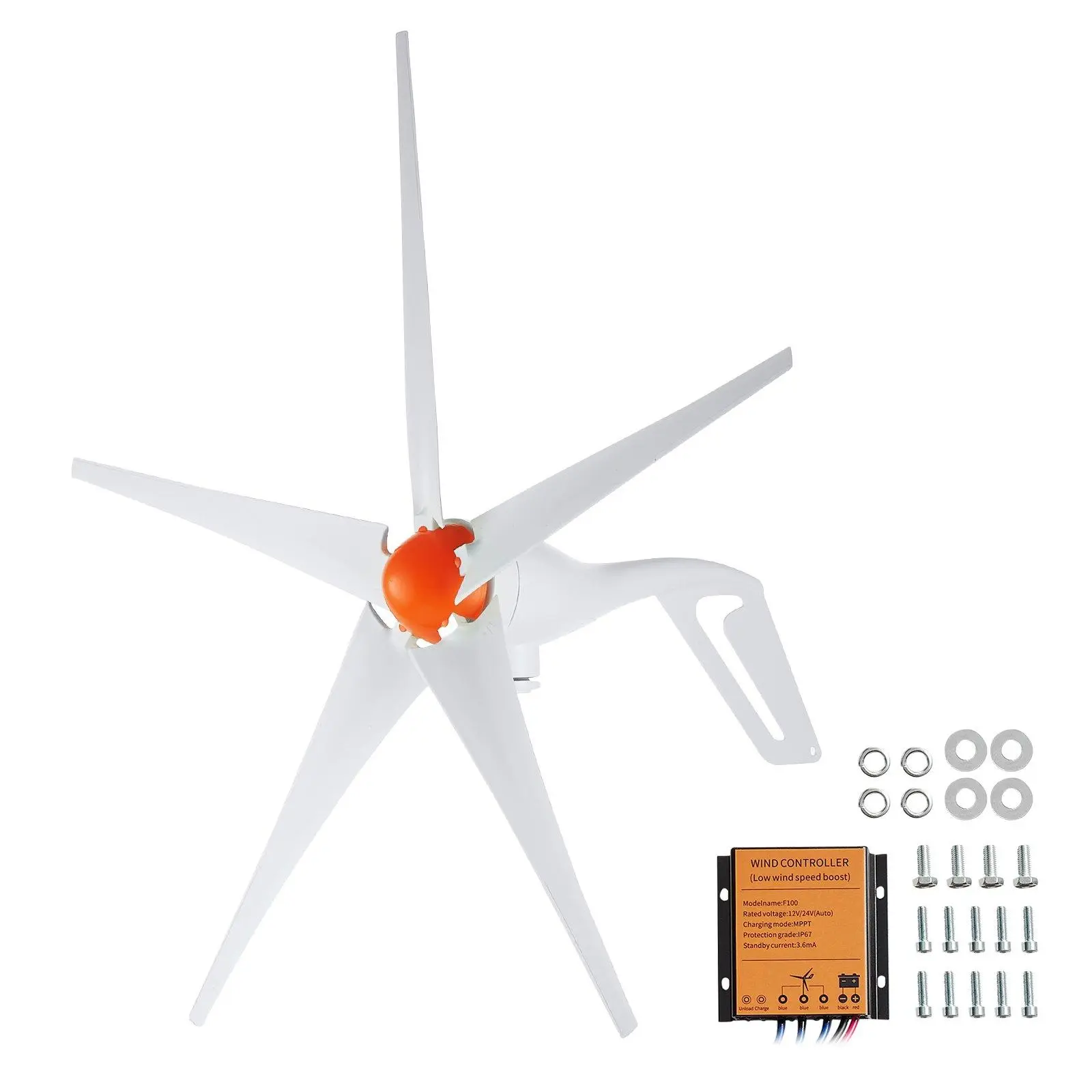 【Summerfinds】VEVOR 500W Wind Turbine Generator,  , 12V Wind Turbine Kit, 5-Blade Wind Power Generator with MPPT Controller, Adjustable Windward Direction & 2.5m/s Start Wind Speed, Suitable for Home, Farm, RVs, Boats