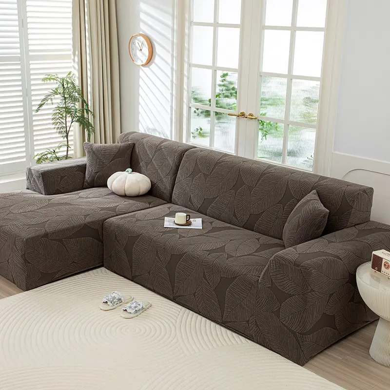 1pc solid color jacquard sofa cover, made of thick and stretchable fabric, soft and comfortable, suitable for living room, bedroom, study, durable with a stylish design Dustproof Sofa Couch Slipcover Couch Covers