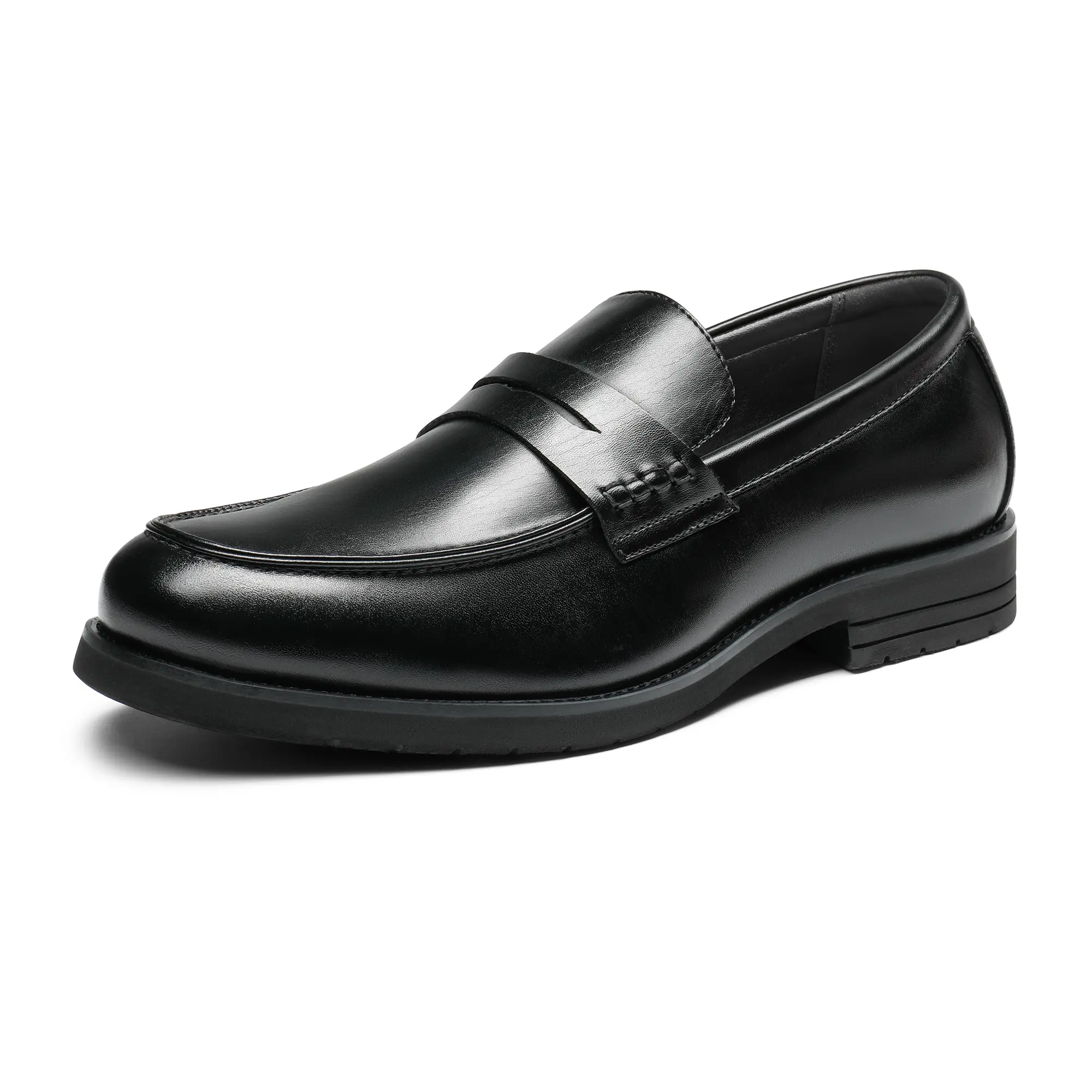 BRUNO MARC Men's Classic Soft PU Leather Penny Loafers - Slip-On Comfortable, All-Black, Business Casual, Classic Chic Walking Shoes with Memory Foam Insole for Multi-Season Use, Comfortable Loafers, All-Black Loafers
