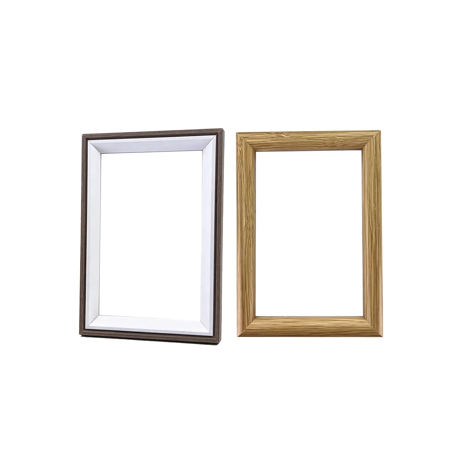 4"×6" Oak Tone & 5.1"×7.1" Two-Tone White-Brown Photo Frames, Versatile Wall & Tabletop Display for Home Décor