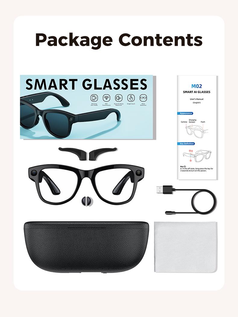 [Valentine's Day] Tukio 2026 New-Generation M02 Ultra 4K Smart Camera Glasses with AI Photo Recognition Real-Time Translation & Charging Case as Power Bank for Bluetooth Calls Music Playback Stylish Travel Accessory - Photochromic Lenses