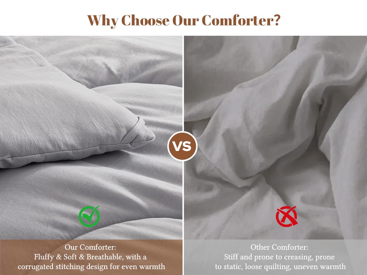 【BEDLORE】All-Season Wave Quilted Comforter Duvet Insert, Soft Down Alternative with Corner Tabs, Lightweight Fluffy Bedding Comforter