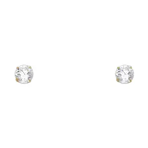 14K Gold 5MM Round CZ Earrings 14K Gold 5MM Round CZ Earrings
