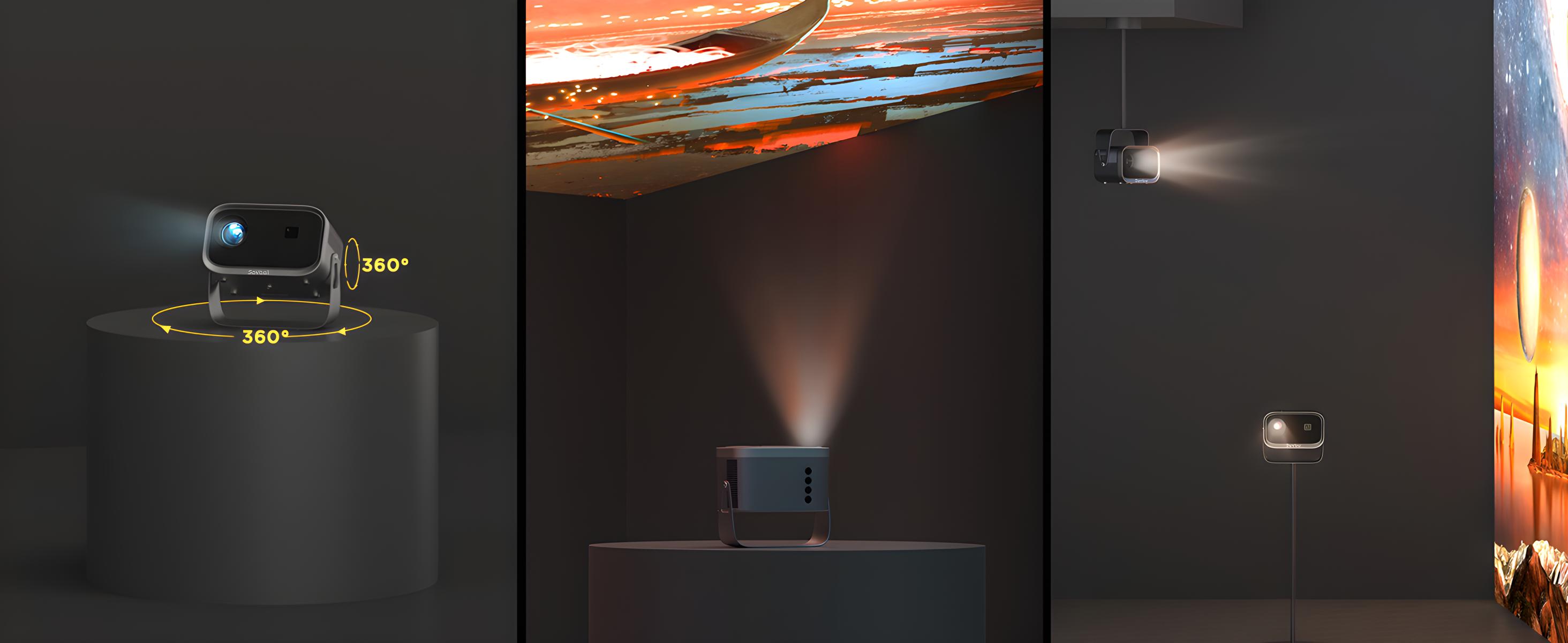 K6 Mini Portable Projector 4K Decoding with Keystone Correction Voice Control and Synchronous Screen Function Diffuse Imaging Up to 116 Inch Large Screen Ideal for Sports Events and Gatherings Audio Electronic