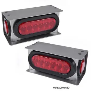 Fit For Truck Red LED Trailer Steel Box Kit W/ 6" Oval Tail Light 2" Marker Lamp G-PLUS