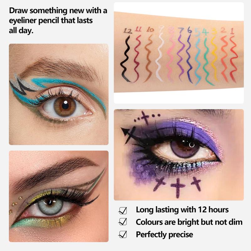 Colored Liquid Eyeliner Pen Matte Finish, Long-lasting, Waterproof Colored Eyeliner