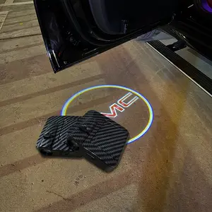 2pcs Wireless Carbon Fiber Pattern LED Door Light Projector for GMC Ultra Bright 30x HD Infrared Sensor Projection Stylish Car Welcome Light