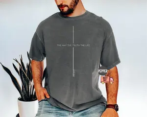 Comfort Colors John 14:6 Shirt, Yeshua Hebrew Jesus T-shirt, Aesthetic Christian Graphic Tee, Minimalist Bible Verse Top, Faith Based Gift for Her, Retro Scripture Tee, Pre-shrunk Cotton Religious Shirt