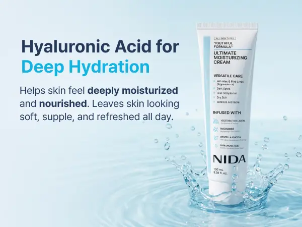 Product Introduction of NIDA Youthful Formula Ultimate Moisturizing Cream (100mL) / Collagen, Niacinamide, Centella Asiatica, Hyaluronic Acid / Wrinkles, Dark Spots, Skincare Hydrating Daily Moisturizer Moisture Hydrate 3