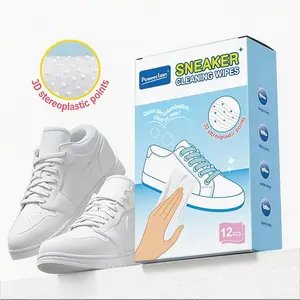 Shoe and Sneaker Cleaner Wipes, 12 individually wrapped packs, safe for leather, canvas, mesh, and various knits; individually wrapped; quick shoe cleaning wipes; no water required—ideal for travel and everyday use