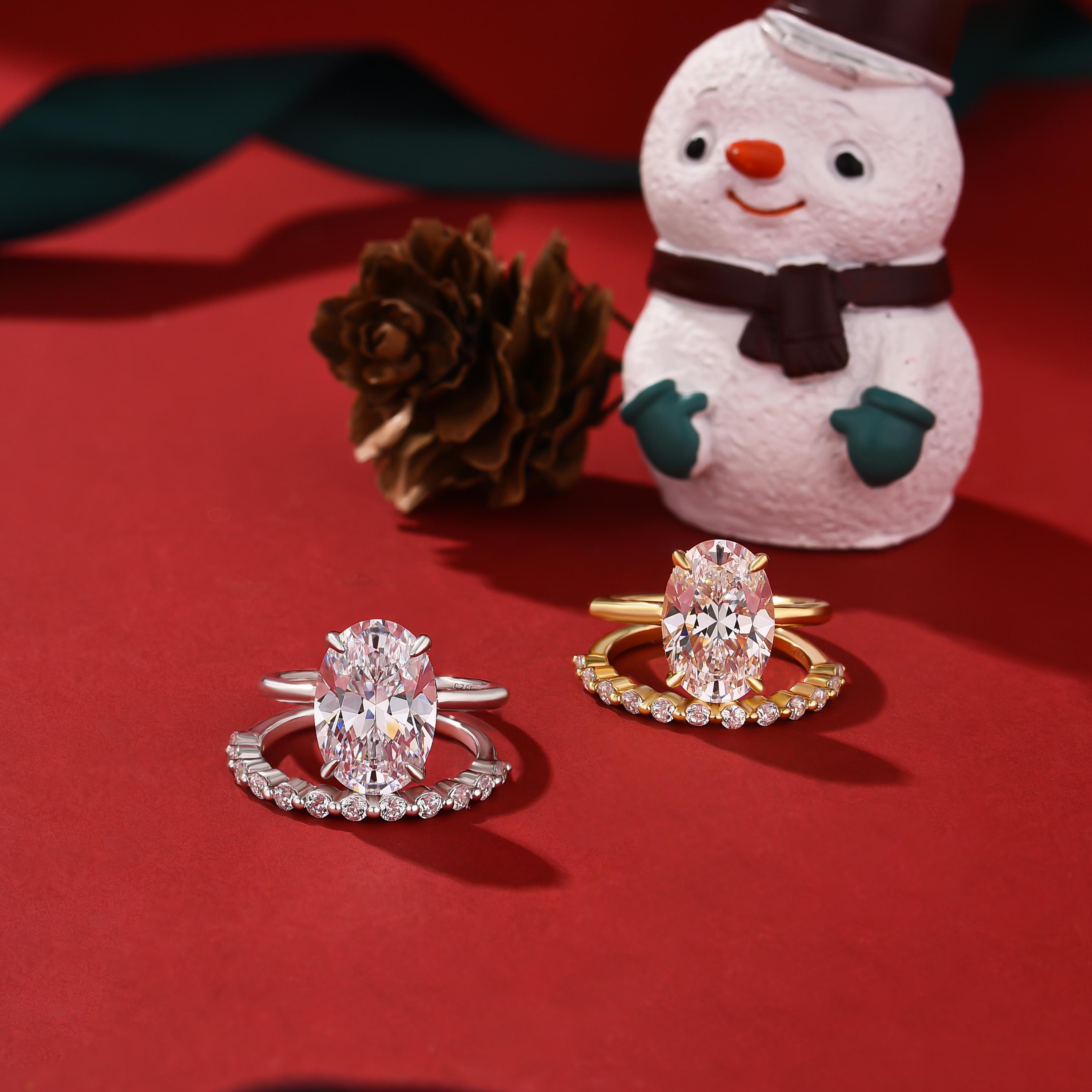 Maxine Classic 4.5ct Oval Cut Engagement Ring Set,Bridal Ring Set,5A Cubic Zirconia Women's Ring Jewelry,Wedding Ring Set for Daily,Travel,Proposal,Birthday,Anniversary