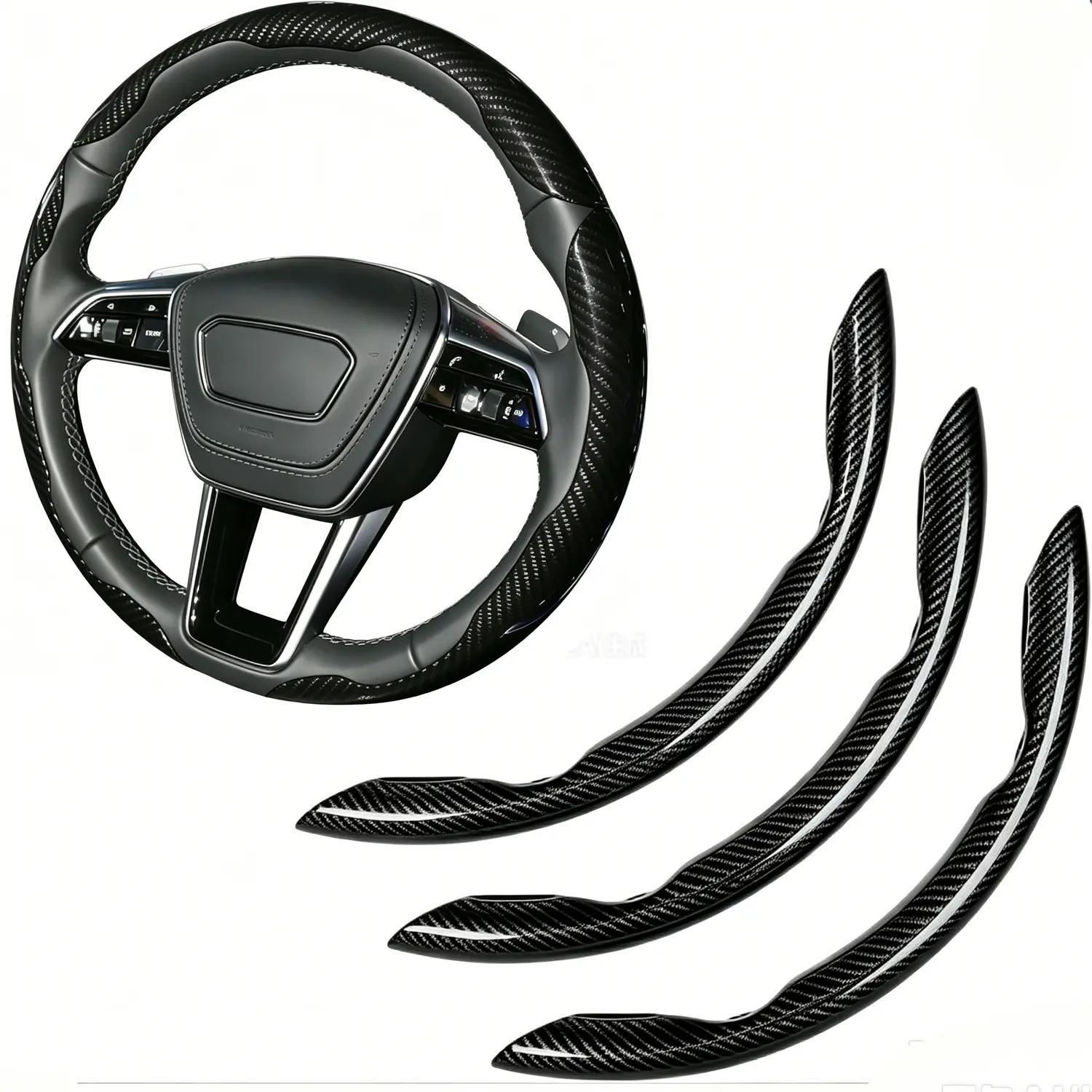 Car Steering Wheel Cover, Non-Slip Breathable Steering Wheel Protector,  15 Inch Universal All-Season Interior Accessory for Most Vehicles,Car Accessories