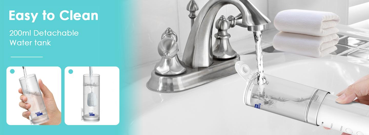 h2ofloss Water Flosser with 5 nozzles ,Cordless Oral Irrigator,300ML Rechargeable Oral Irrigator for Teeth Cleaning, Portable & IPX7 Waterproof Teeth Cleaner Pick for Braces Home Travel, mini water flosser, HF-10