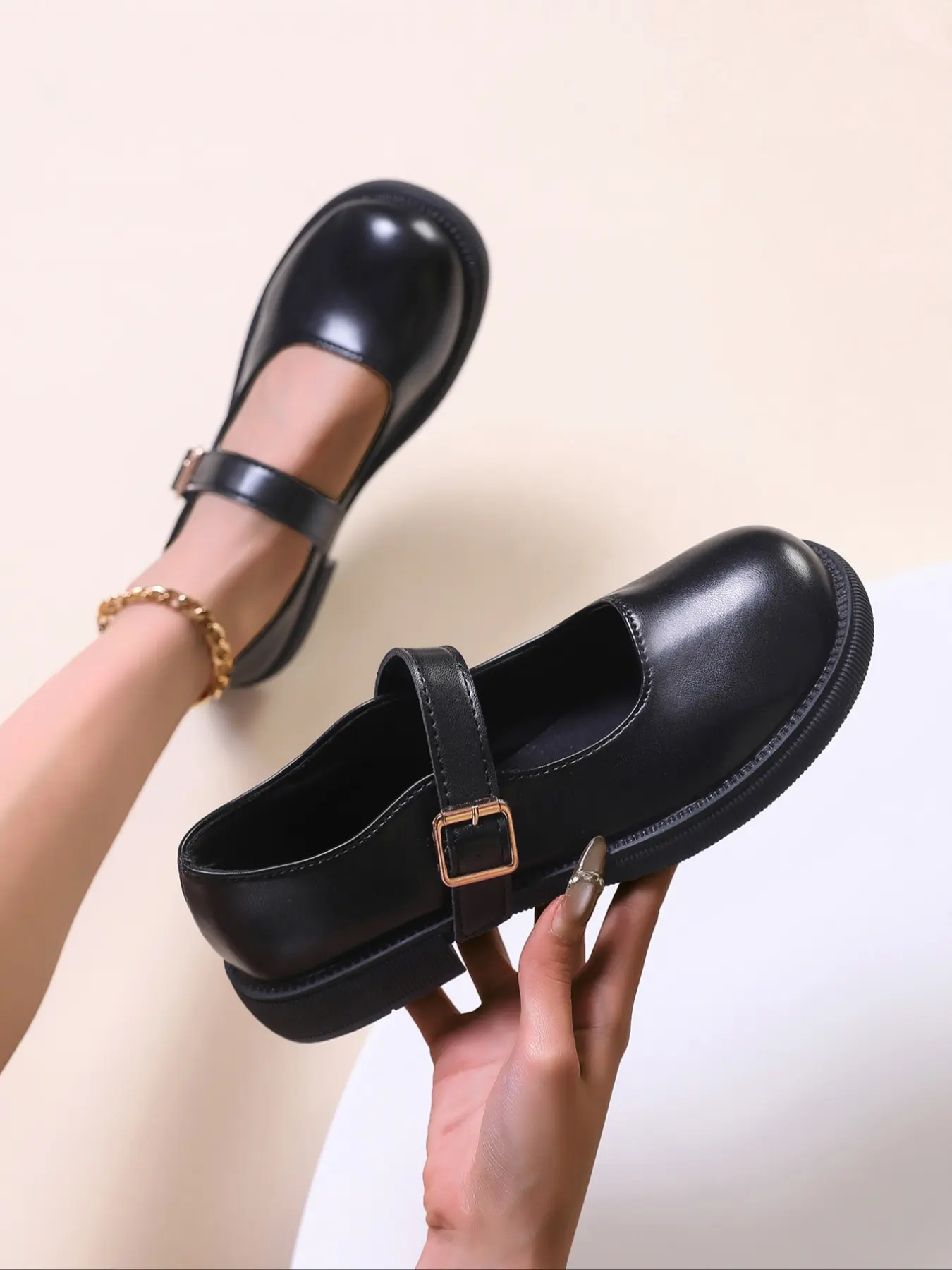 Women's PU Leather Classic Maryjanes Flats, Casual Style Slip-On Shoes, Perfect for Dresses & Daily Wear, Spring & Fall Season, Womens Shoes