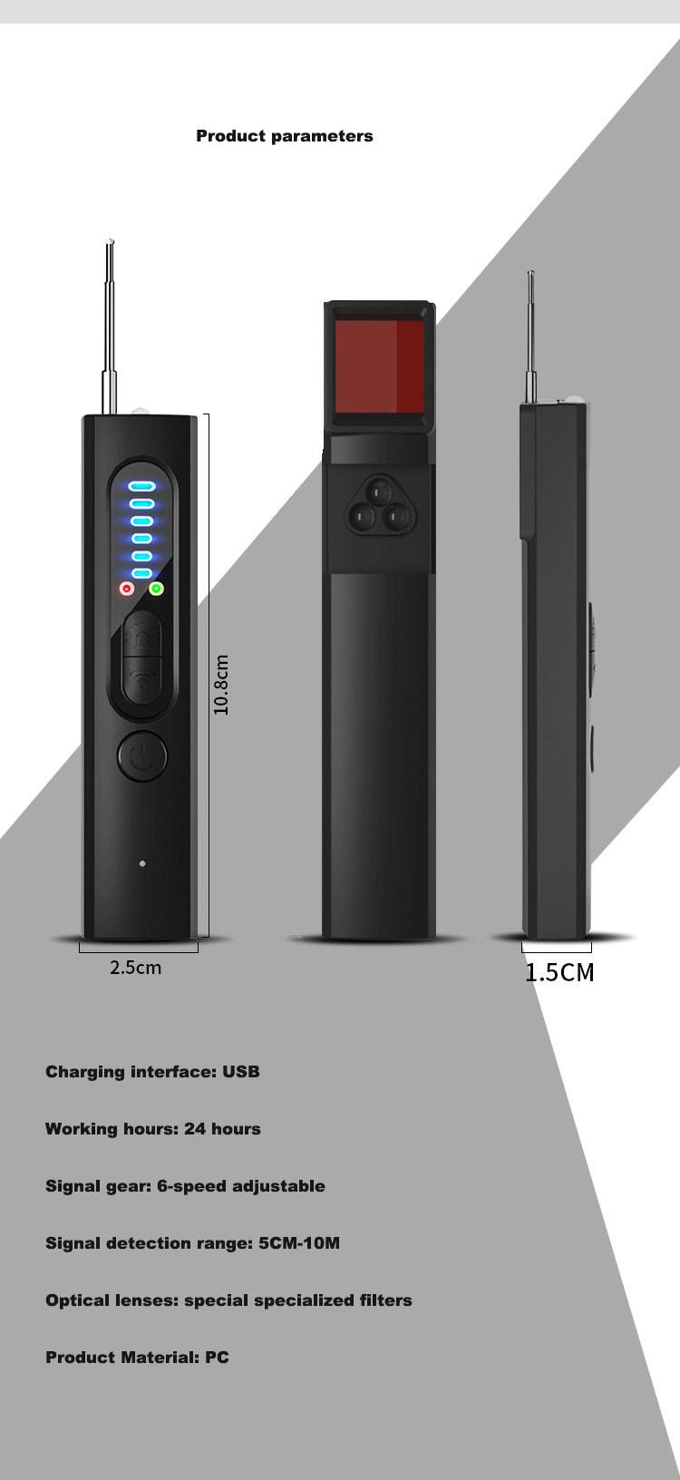 Amorom Hidden Camera Detector Anti-Spy Car Gps Tracker Location Detector Bug Rf Signal Scanner Finder Gadget