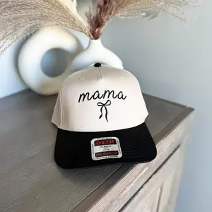 Bow Mama Embroidered Hat, Trendy Mother Hats, Pregnancy Announcement Idea Hats, Mom Vintage Trucker, Mom Cap Mother's Day Gift