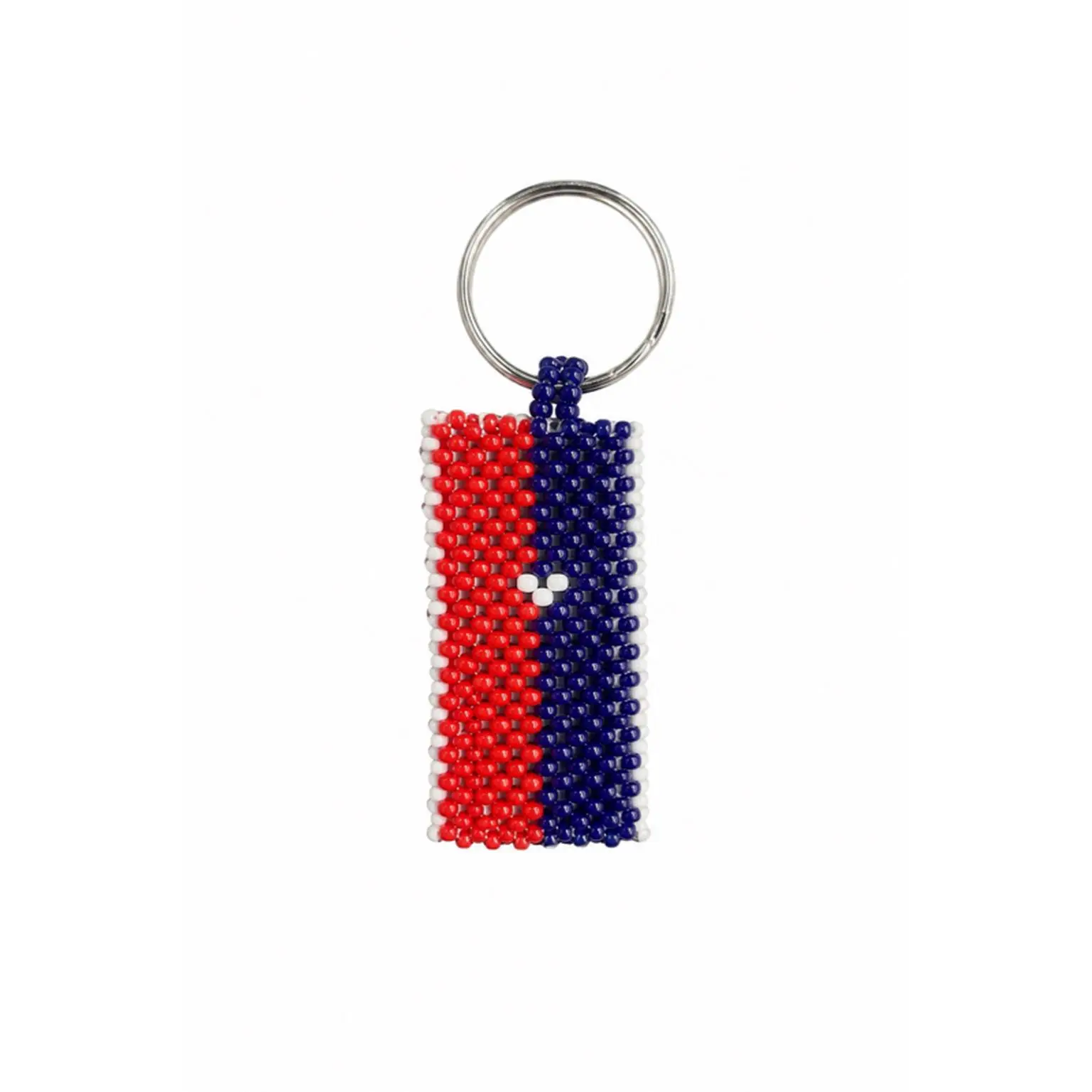 Haitian Handmade Beaded Keyholder from Nairobi - Red and Blue Beads with Silver Key Ring