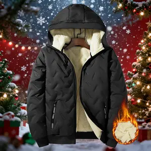 Men's Autumn Winter Fleece Lined Cotton Jacket Warm Padded Full Zip Soft Polyester Lining Zipper Pockets Suitable for Cold Weather Machine Washable Regular Fit Men's Casual Fashion Coat