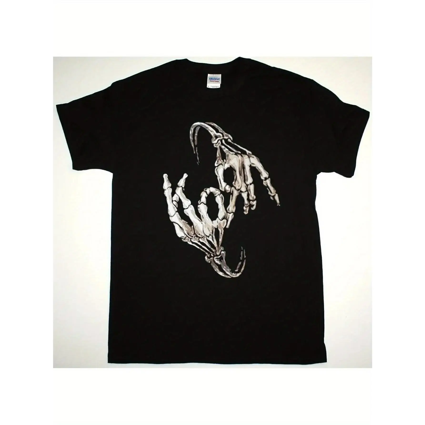 💀🖤Men's Korn Skull Finger Logo T-Shirt - Casual  Cotton T-Shirt,  Durable and Machine Washable, Suitable for Casual Wear, Round Neck Shortsleeve Menswear Tropical Fabric Top