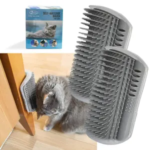 2PCS Pet Self Groomer Corner Brush – Wall Mounted Cat & Dog Grooming Scratcher for Shedding Fur, Massage Comb for Long & Short Hair Pets