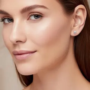Sterling Silver 0.90ct Moissanite Stud Earrings, 4mm