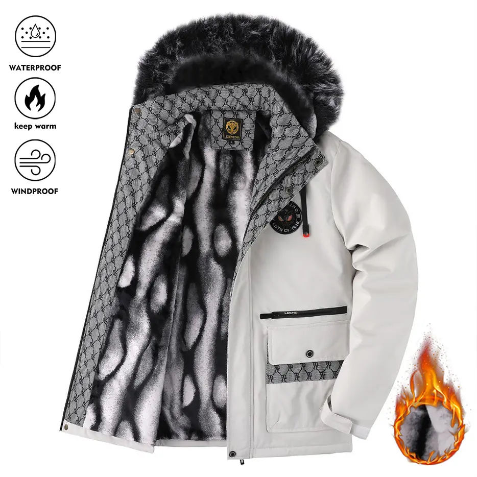 Men's Vintage Hooded Lining Windbreaker Jacket - Men's Clothing with Thick Warm Core, Hood Blocks Wind, Drawstring, Raglan Sleeves, Zipper Closure, Ideal for Hiking, Beach Drifting, Outdoor Activities, Durable Windproof Coat