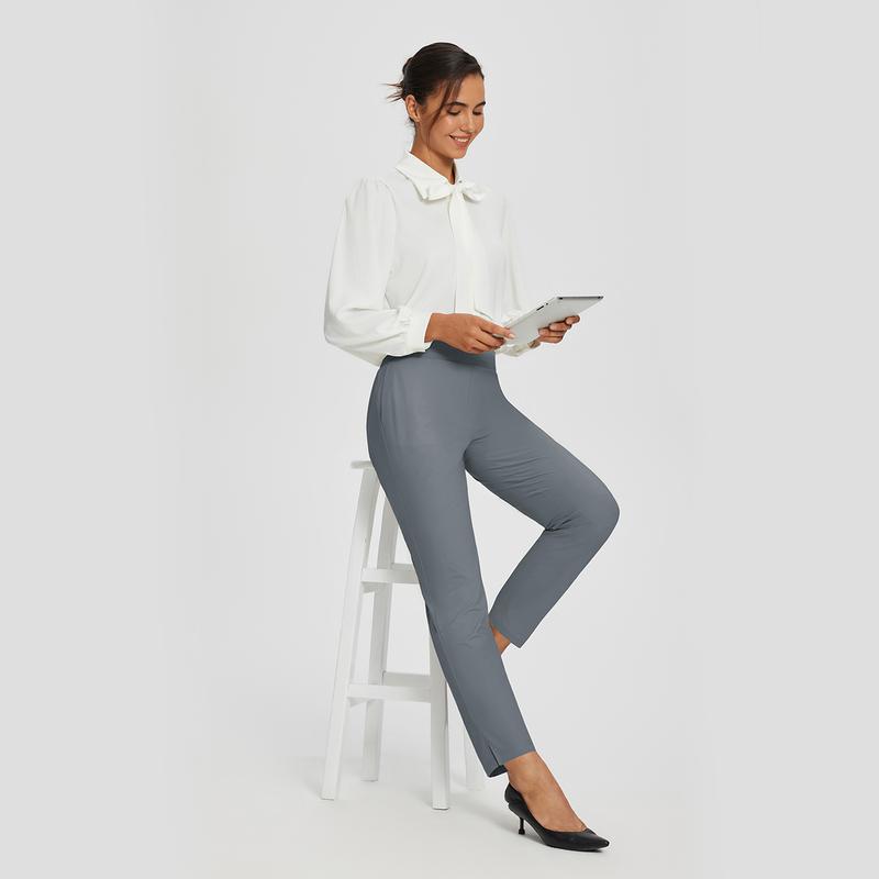 baleaf Women's Lightweight Breathable Soft 26"/27" Ankle Pants Business Casual Summer Silky with Zipper Pockets Stretch Petite Golf Work Bottoms UPF50 School Interview Outfit Athletic Dress Pants