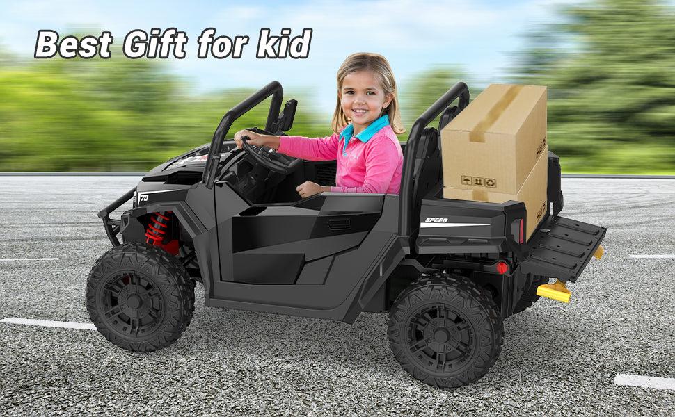 【GARVEE】24V Ride On Dump Truck for Big Children - 4x4 Electric Vehicle with Remote Control, Shovel, Bluetooth, Music, and Durable Outdoor Design for Active Play