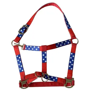 HILASON Western Horse Top Grade Nylon Comfortable & Flexible Halter US Flag