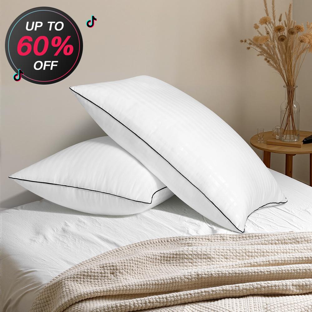 WeCharmer Pillow Set of 2 Pure White Queen and King Cushion Mix Suitable for Back, Stomach and Side Sleepers Comfortable Fluffy Soft Lightweight