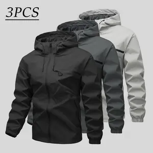 Men's Outdoor Windproof Waterproof Multifunctional Hoodie – Comfortable Fabric Jacket; Features an Adjustable Drawstring Hood, Ribbed Cuffs, and Full-Zip Front Closure; Perfect for Outdoor Hikes, Jogs, Fishing, Gym Workouts, or Casual Wear; A Must-Have Ve