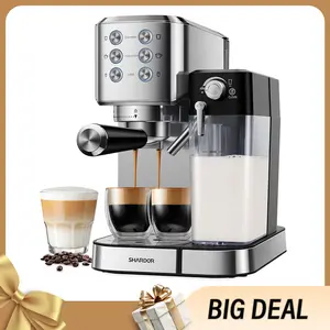SHARDOR Espresso Coffee Machine Automatic Cappuccino Maker 20 Bar for Home, 6-in-1 Espresso Coffee Maker with Automatic Milk Frother for Cappuccino & Latte, 34 Oz Removable Water Tank, 1350W, Stainless Steel