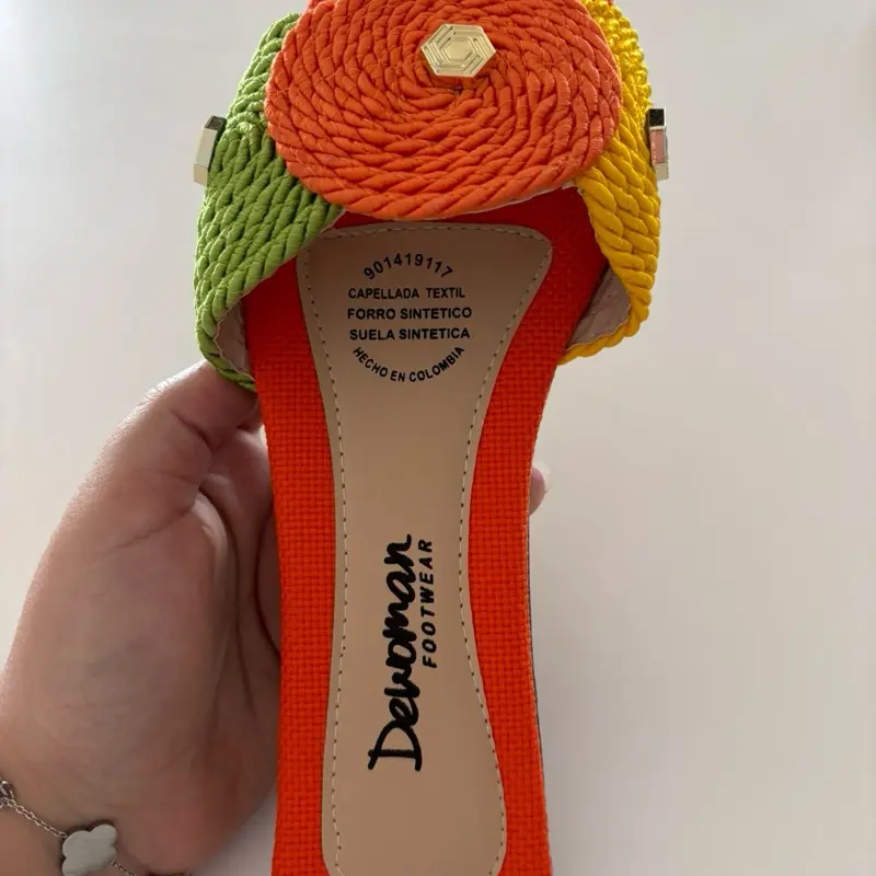 Dewoman footwear- Colombian sandals Walking Shoes Summer Flat Colorblock Design Slides Girl