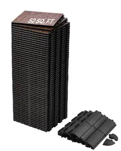 VEVOR Dance Floor Tiles,  12.4 x 12.4 in 52 Piece Interlocking Dance Flooring, Portable Dance Practice Floor with Cushioned Base  (Oak Wood Grain, 52 sq. ft/Box )