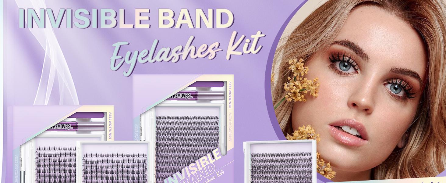 B&Q Fairy Manga Lash Kit l Invisible Band with 144pcs Individual Lashes, C Curl for DIY Lash Extension, Waterproof Long Lasting Valentine Gif